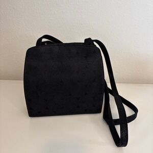 Bruno Magli Vintage Black Textured Spiral Crossbody Bag Made in Italy Handbag